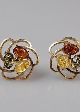 Auksiniai dideli vinukai su gintaru