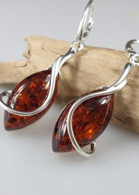 Gintariniai auskarai. Sidabras 925. 