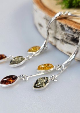 Ilgi sidabriniai auskarai su gintaru 