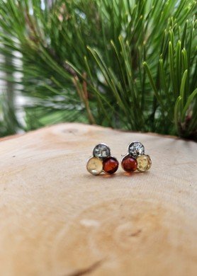 Spalvoti gintariniai auskarai 