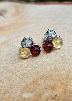 Spalvoti gintariniai auskarai 