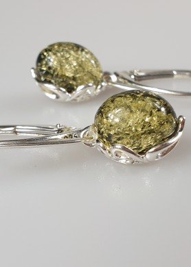 Žalio gintaro auskarai 