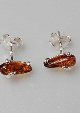  Dailūs rudo gintaro vinukai sidabriniai auskarai