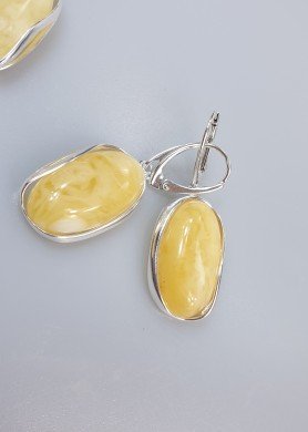 Masyvūs balti auskarai su sidabru 