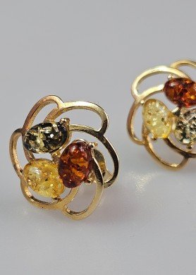 Auksiniai dideli vinukai su gintaru