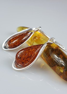 Sidabriniai  gintaro auskarai