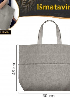 Didelis natūralaus lino krepšys