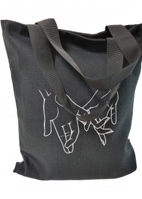 Juodas lininis krepšys su siuvinėjimu