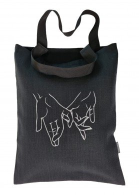 Juodas lininis krepšys su siuvinėjimu