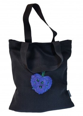 Lininis krepšys su aguonų žiedais