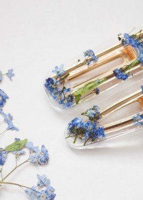 Plaukų segtukas su neužmirštuolėmis