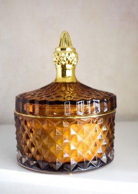 Natūralaus bičių vaško žvakė prabangiame stikliniame inde