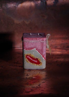 Kvadratinė žvakė su agatu