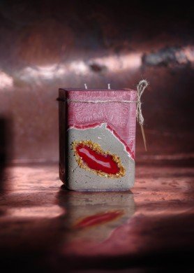 Kvadratinė žvakė su agatu