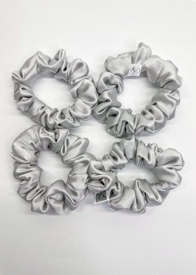 Plaukų gumytė S dydžio - natūralus 100% šilkas - spalva Sidabro pilka