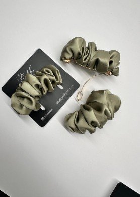 F Šilkinis plaukų segtukas 8cm - spalva Pastelinė Žalia