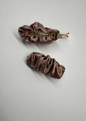 F Šilkinis plaukų segtukas 8cm - spalva Rusvai Alyvinė