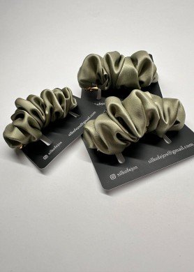 F Šilkinis plaukų segtukas 8cm - spalva Pastelinė Žalia