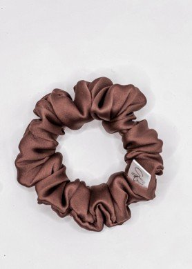 Plaukų gumytė S dydžio - natūralus 100% šilkas - spalva Chocolate