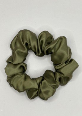 Plaukų gumytė S dydžio - natūralus 100% šilkas - spalva Olive Green #2.1-3
