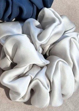 D Šilkinė plaukų gumytė XL dydžio - spalva - Pilka