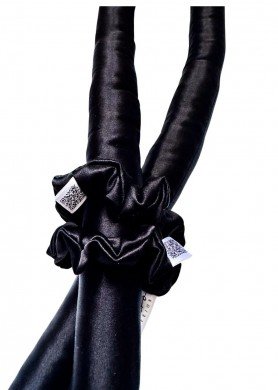 C Šilkinė juosta plaukų garbanoms - spalva Juoda