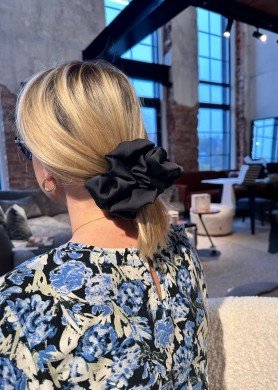 D Šilkinė plaukų gumytė XL dydžio - spalva Juoda