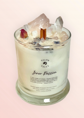 Vidinė Aistra | Kristalų Žvakė su Džiovintais Žiedais