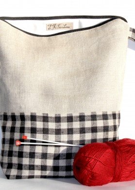 Didelis lininis krepšys su užtrauktuku „Alyvinis“ ar „Juodas“