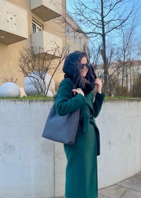 Naturalus vilnonis šalikas su gobtuvu