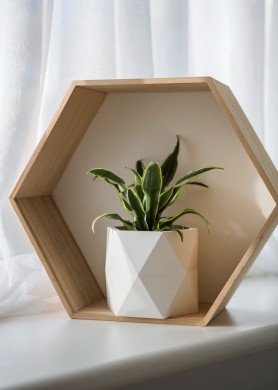 Vazonų rinkinys „Geometrinis“, matinė balta