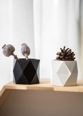 Mažų vazonėlių rinkinys „Juoda - balta“