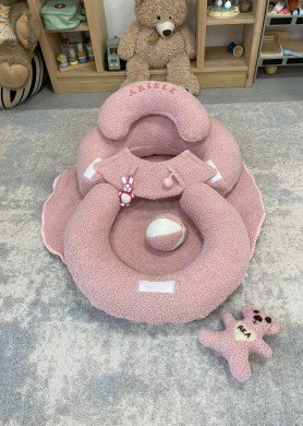 Komfortas + kilimėlis 90 cm ,,Teddy rožinė meškutė,,