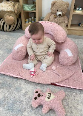 Sėdinukas + kilimėlis  75x65 cm ,,Teddy rožinė meškutė,,