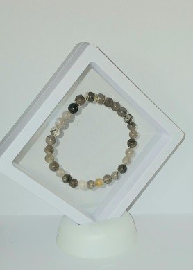 Kalnų krištolo su juoduoju turmalinu apyrankė