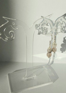 Kalnų krištolo su juoduoju turmalinu auskarai