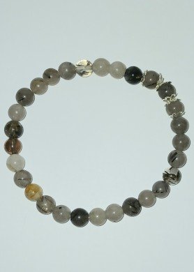 Kalnų krištolo su juoduoju turmalinu apyrankė