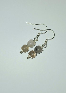 Kalnų krištolo su juoduoju turmalinu auskarai