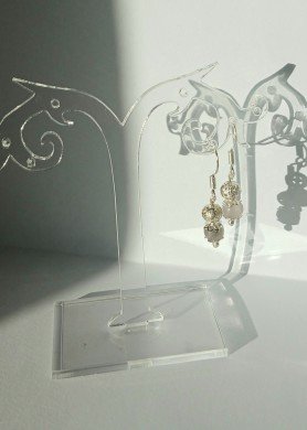 Kalnų krištolo su juoduoju turmalinu auskarai