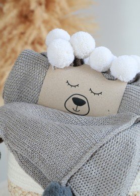 Pilkas merino vilnos pledukas