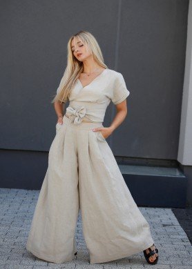 Lininis sijonkelnių komplektas moterims