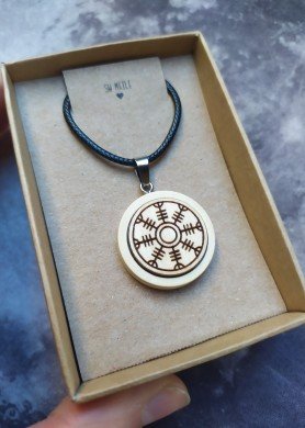 Medinis pakabukas su gyvybės gėlės arba apsauginiu simboliu