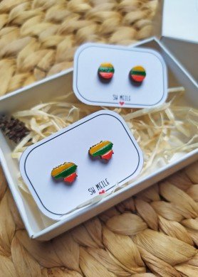 Mediniai rankų darbo auskarai ''Trispalvė Lietuva''